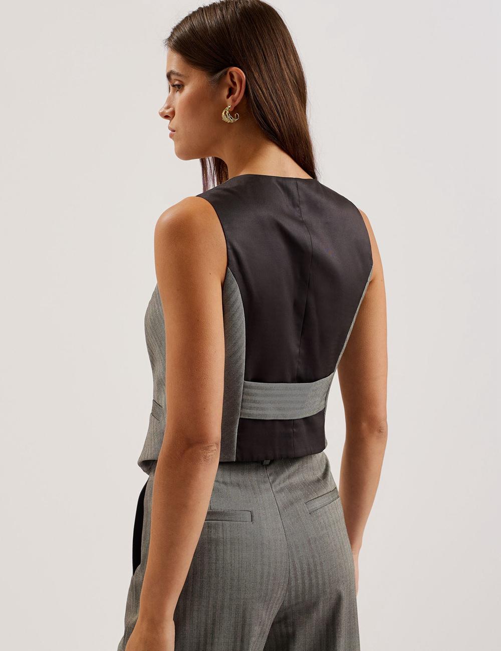 Women Ted Baker KOAW - Herringbone Single Breasted Suit Waistcoat Dk-Grey | Egypt  AMSRD-0892