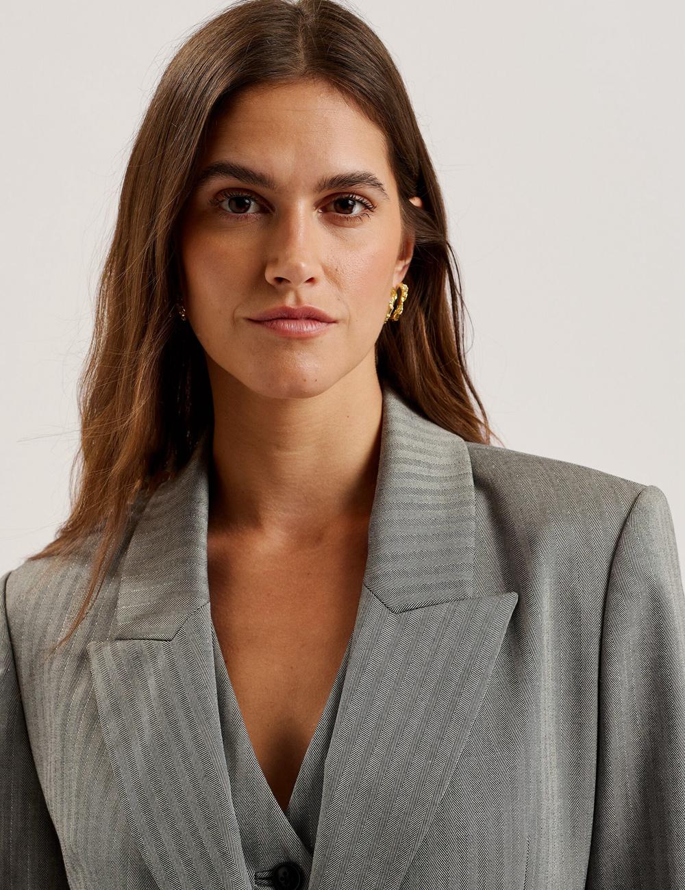Women Ted Baker KOA - Oversized Herringbone Single Breasted Blazers Dk-Grey | Egypt  JVOSZ-1206