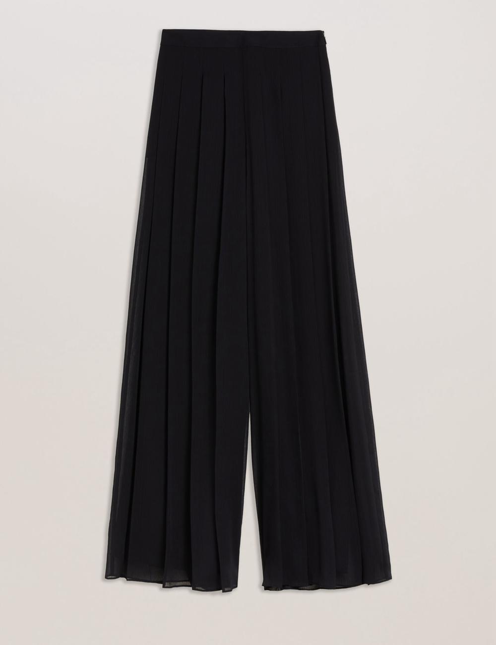 Women Ted Baker KOKUTO - Chiffon Pleated Wide Leg Palazzo Trousers Black | Egypt  IABMQ-2417