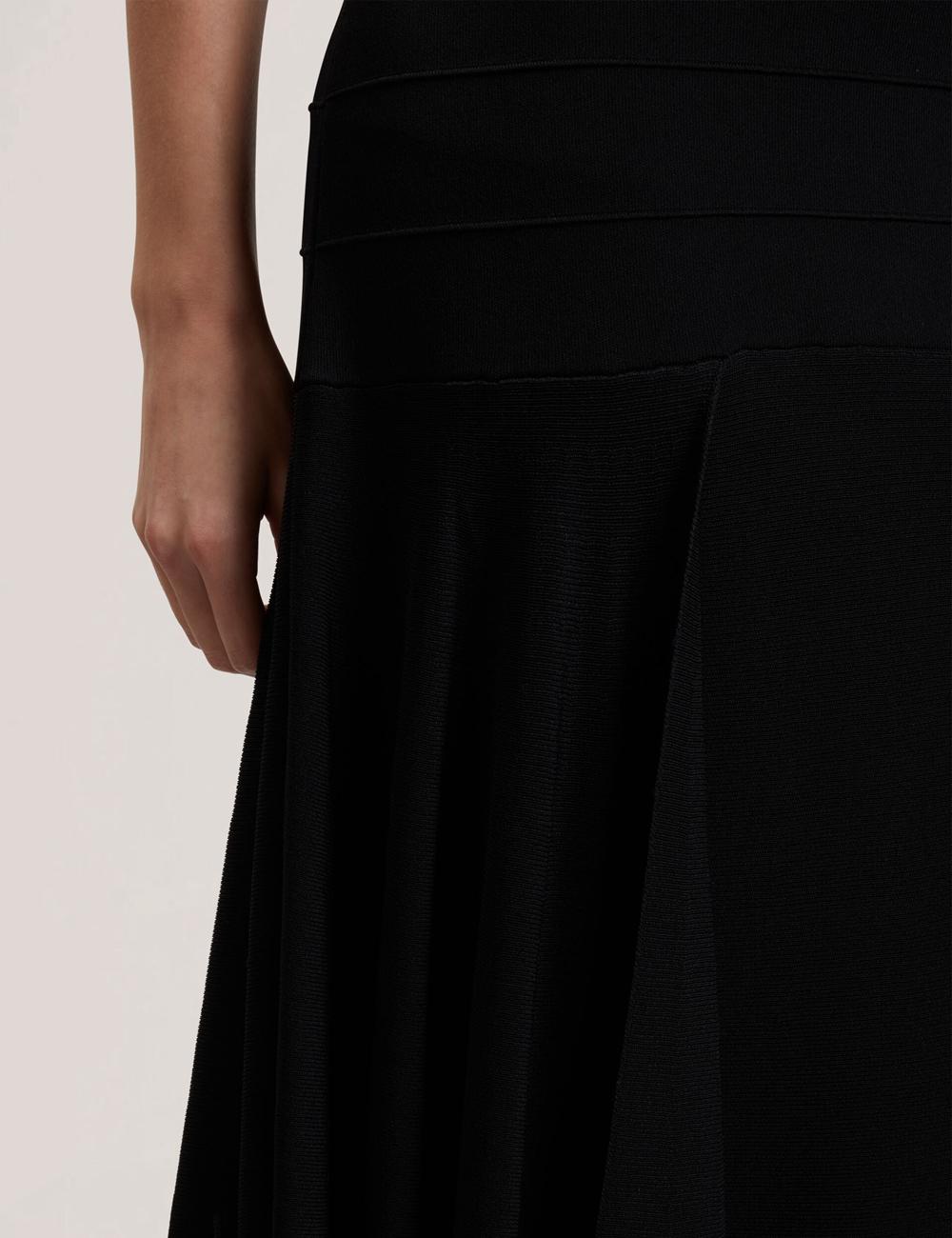 Women Ted Baker LAURRIE - Asymmetric Waterfall Hem Knitted Midi Skirts Black | Egypt  NBCLQ-7968