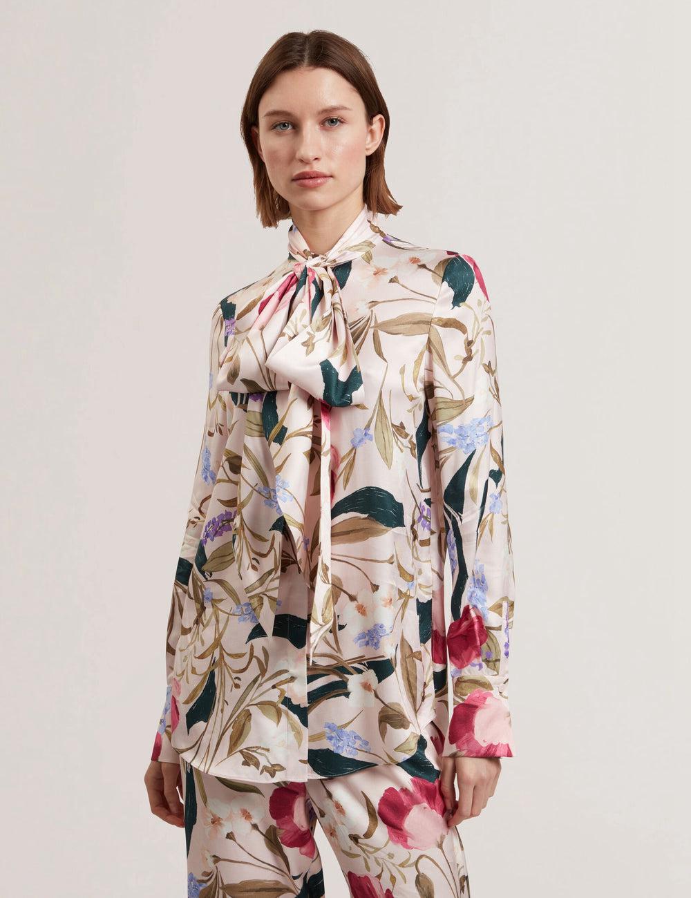Women Ted Baker LEEYAA - Floral Print Neck Longline Blouses Pink | Egypt  FCLOZ-1076