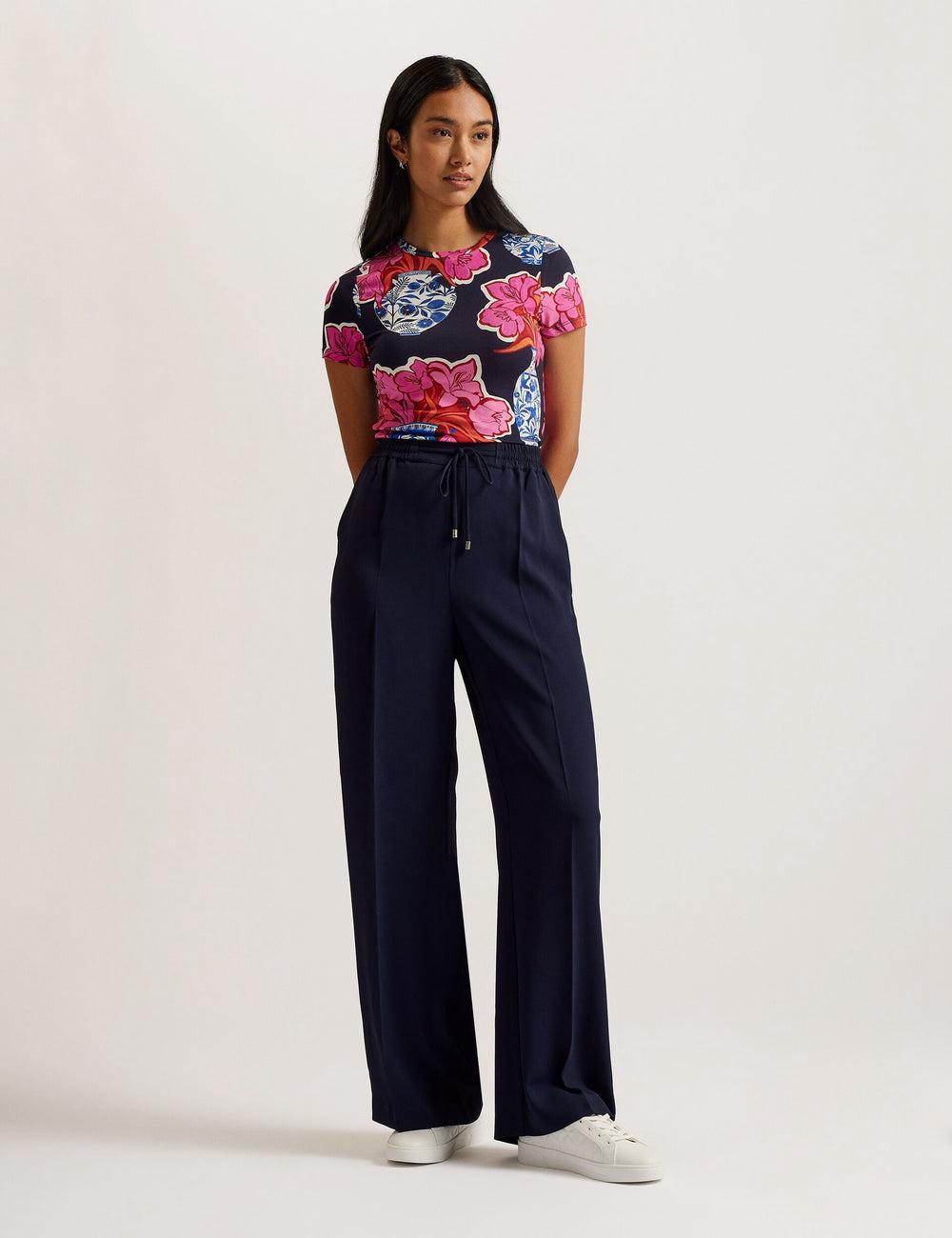 Women Ted Baker LILIAAH - Wide Leg Tailored Joggers Navy | Egypt  VDGWB-3105