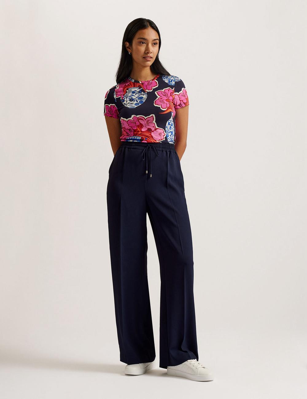 Women Ted Baker LILIAAH - Wide Leg Tailored Joggers Navy | Egypt  VDGWB-3105