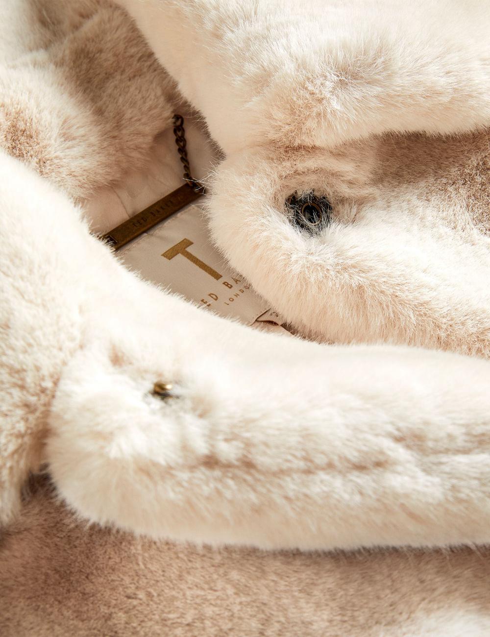 Women Ted Baker LILIAM - Faux Fur Collared Short Coat Jackets Ivory | Egypt  OATKY-9847