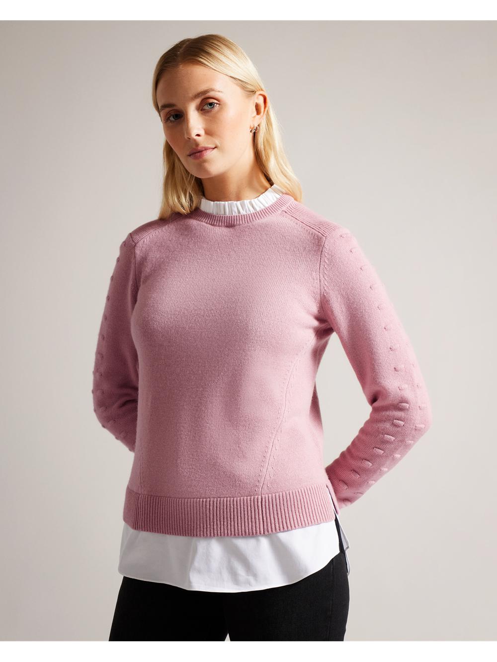Women Ted Baker LISSIAH - Bobble Detail Shirt Hem Knitted Jumpers Dusky-Pink | Egypt  HSAOB-6180