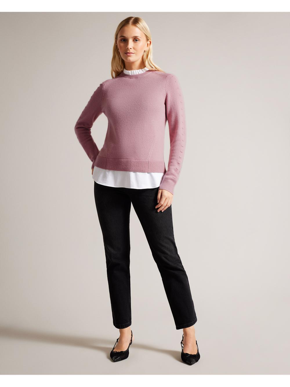 Women Ted Baker LISSIAH - Bobble Detail Shirt Hem Knitted Jumpers Dusky-Pink | Egypt  HSAOB-6180