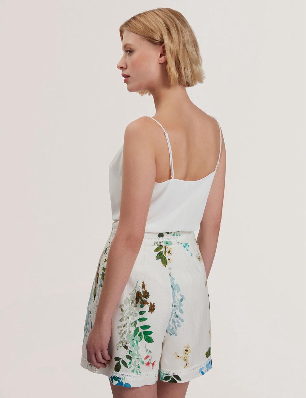 Women Ted Baker LULEA - Chiffon Detail V-Neck Strappy Cami Tops Ivory | Egypt  JNKAD-6534
