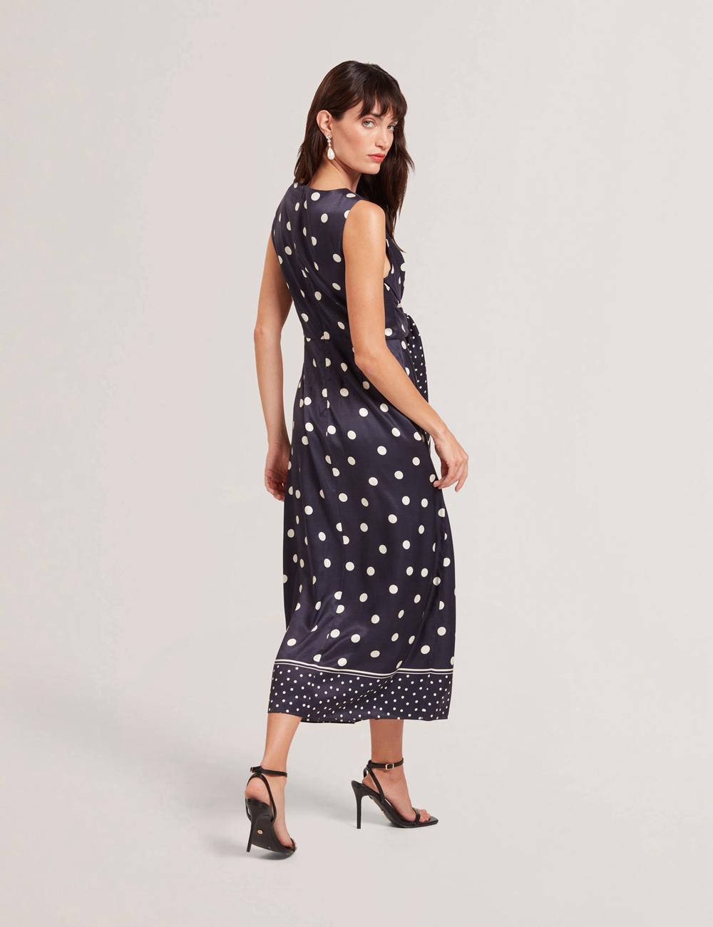 Women Ted Baker MALMOA - Polka Dot Detail Column Midi Dresses Navy | Egypt  GERYX-4605
