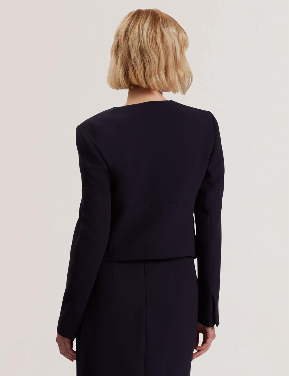 Women Ted Baker MANABJL - Tailored Round Neck Cropped Open Jackets Navy | Egypt  GETBU-5807