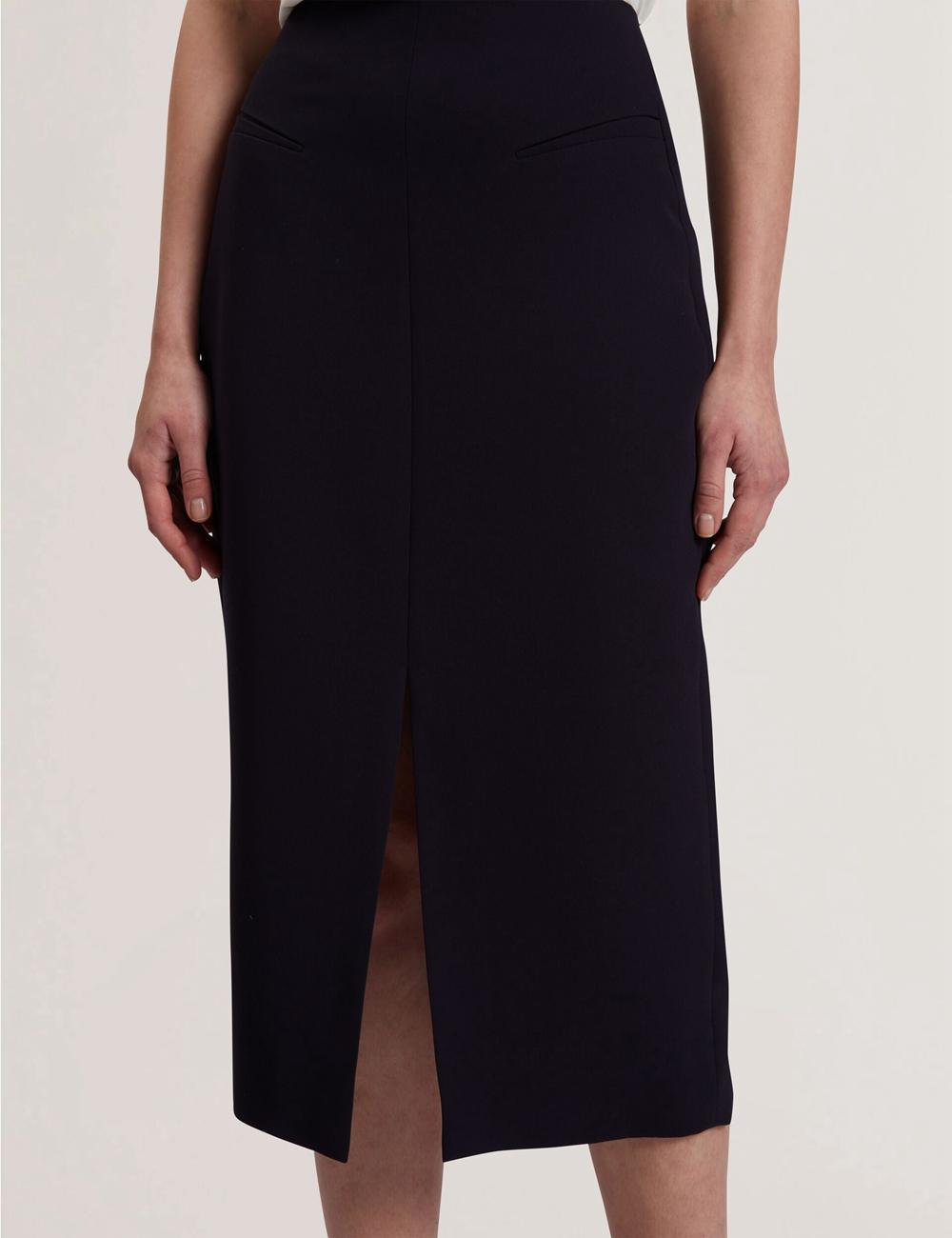 Women Ted Baker MANABSL - Tailored Midi Pencil Skirt With Front Split Midi Skirts Navy | Egypt  RMOIE-7094