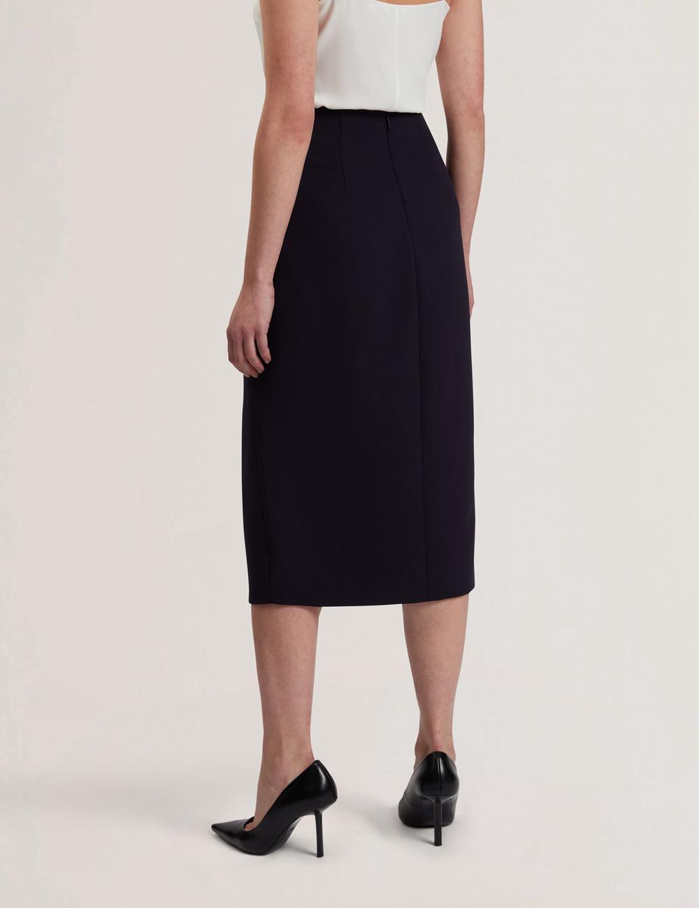 Women Ted Baker MANABSL - Tailored Midi Pencil Skirt With Front Split Midi Skirts Navy | Egypt  RMOIE-7094