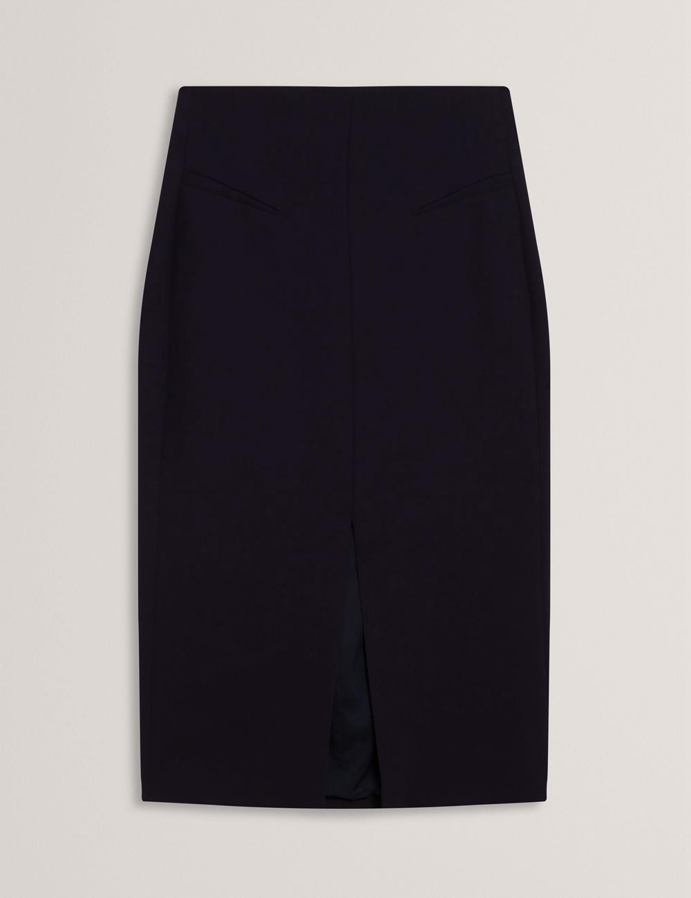 Women Ted Baker MANABSL - Tailored Midi Pencil Skirt With Front Split Midi Skirts Navy | Egypt  RMOIE-7094