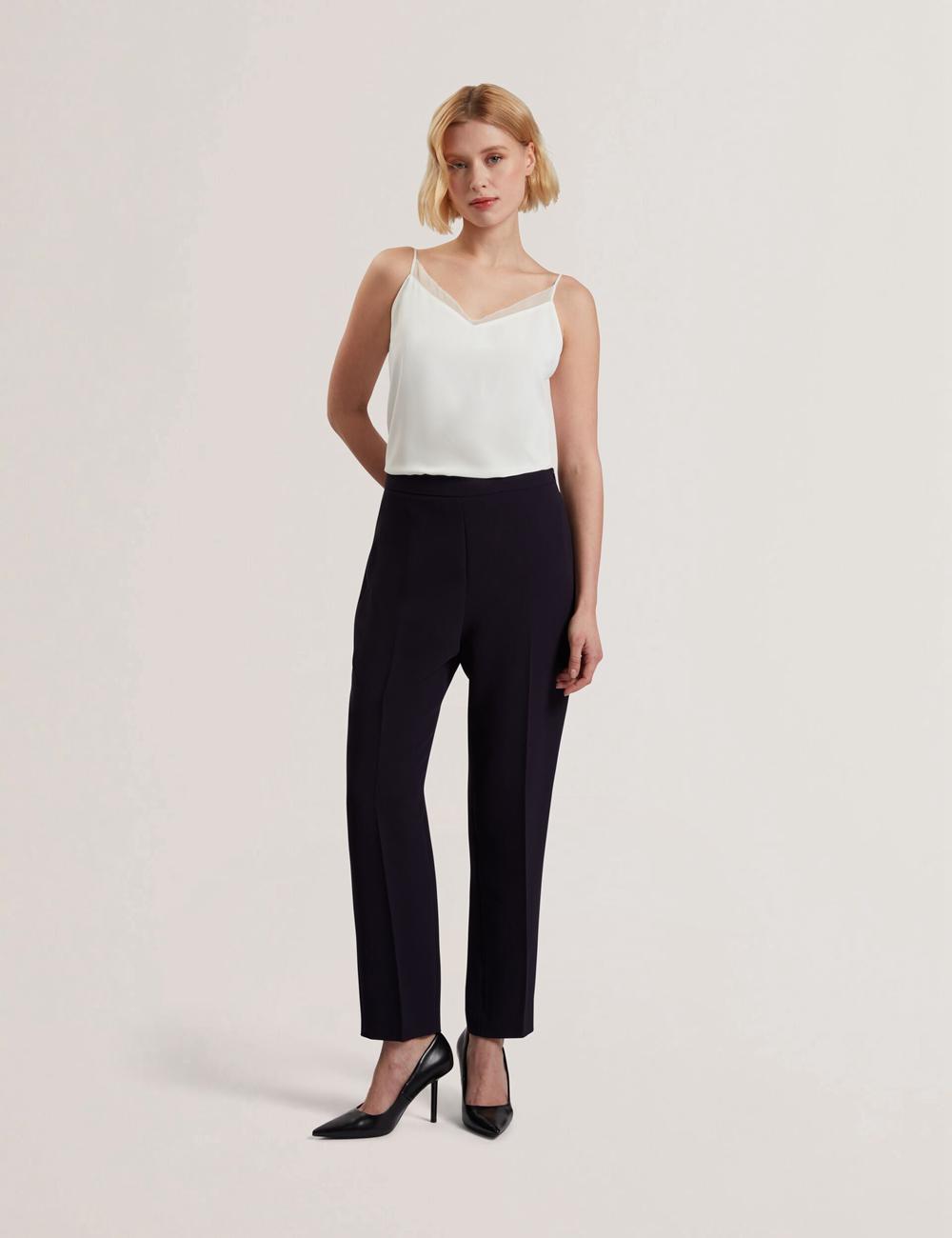 Women Ted Baker MANABTL - High Waist Tapered Leg Tailored Trousers Navy | Egypt  HSFBL-2906
