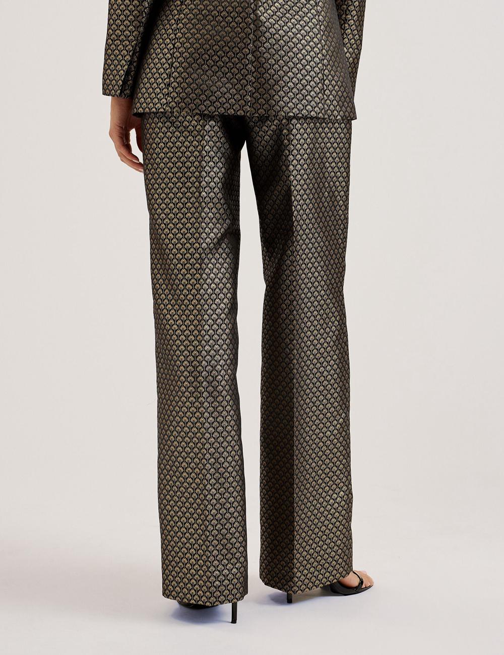Women Ted Baker MANGUT - Metallic Jacquard Wide Leg Tailored Trousers Black | Egypt  EWJVC-5487