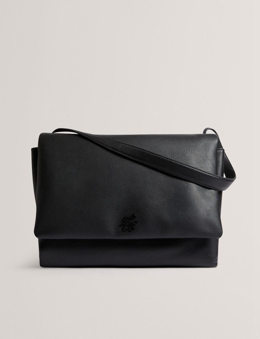 Women Ted Baker MARGOU - Padded Leather Large Fold Over Shoulder Bags Black | Egypt  PSRBI-4279