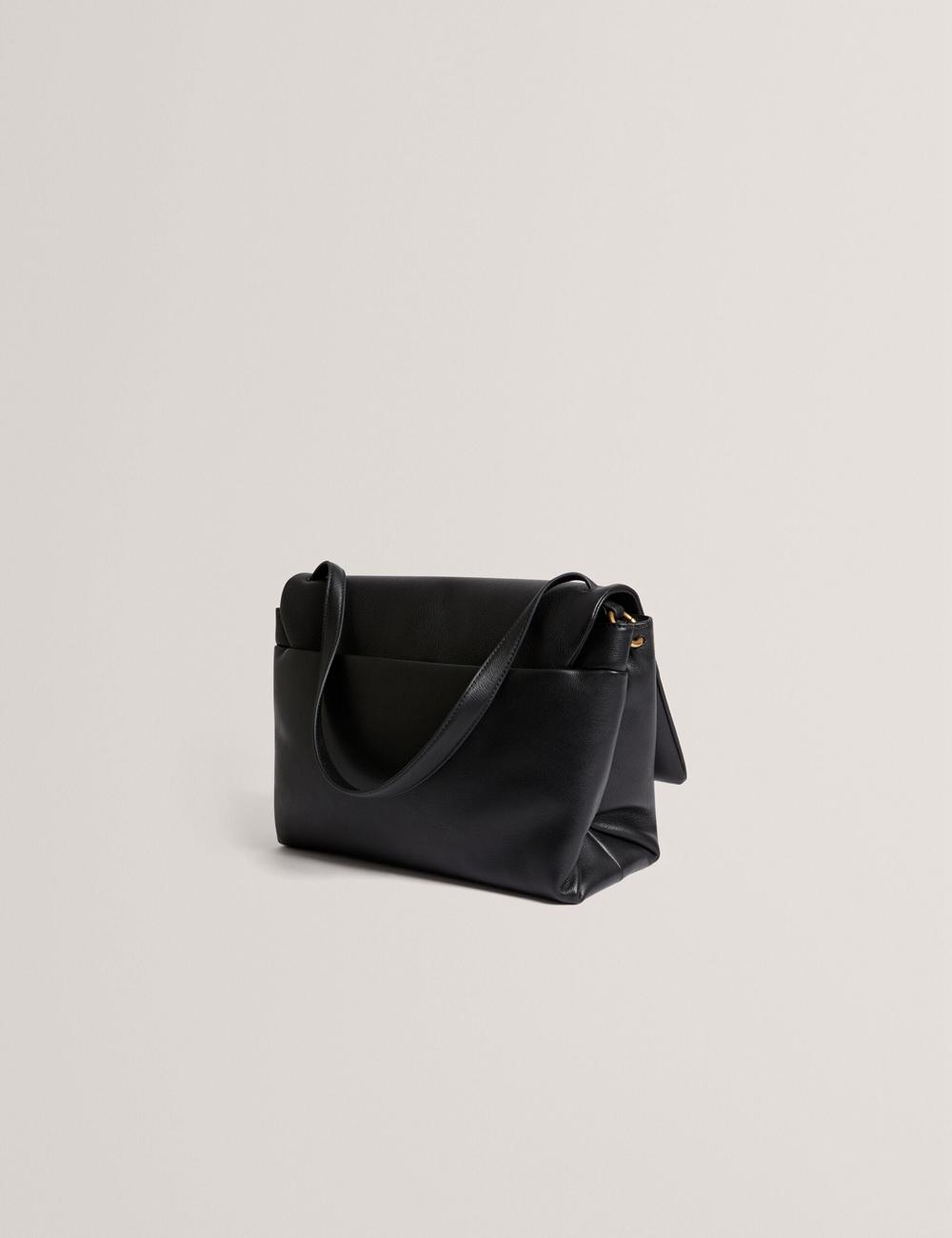 Women Ted Baker MARGOU - Padded Leather Large Fold Over Shoulder Bags Black | Egypt  PSRBI-4279