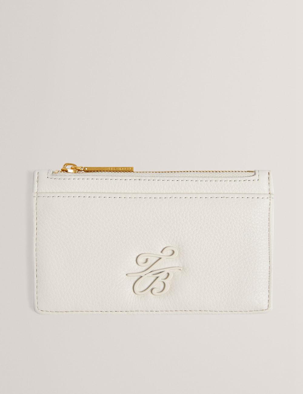 Women Ted Baker MARLEAH - TB Logo Leather Zip Card Holder Wallets Ecru | Egypt  YTXDR-5631