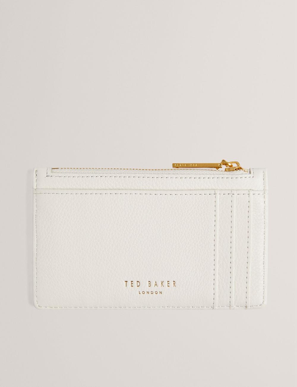 Women Ted Baker MARLEAH - TB Logo Leather Zip Card Holder Wallets Ecru | Egypt  YTXDR-5631