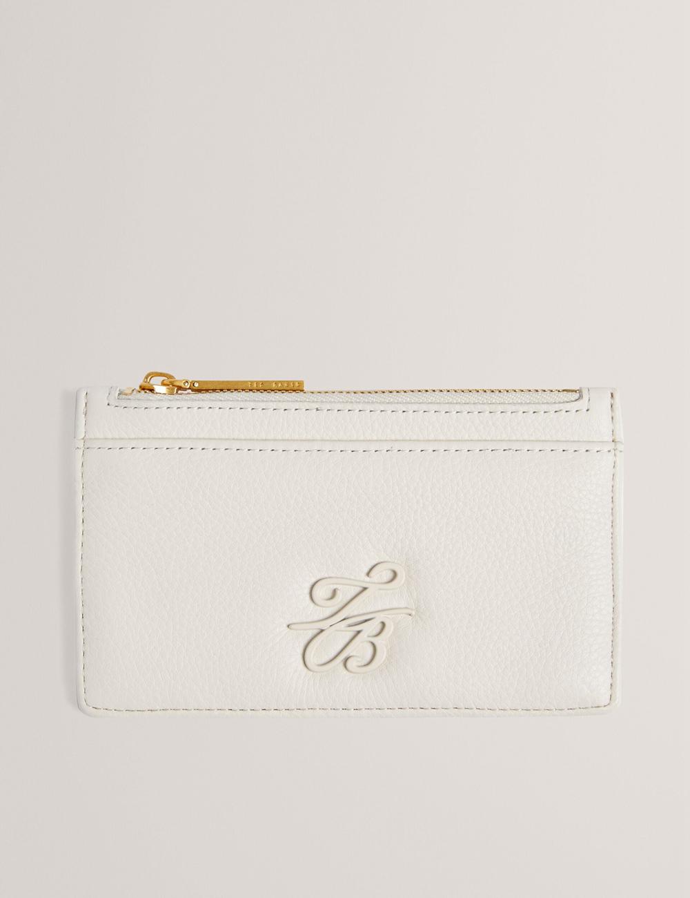 Women Ted Baker MARLEAH - TB Logo Leather Zip Card Holder Wallets Ecru | Egypt  YTXDR-5631