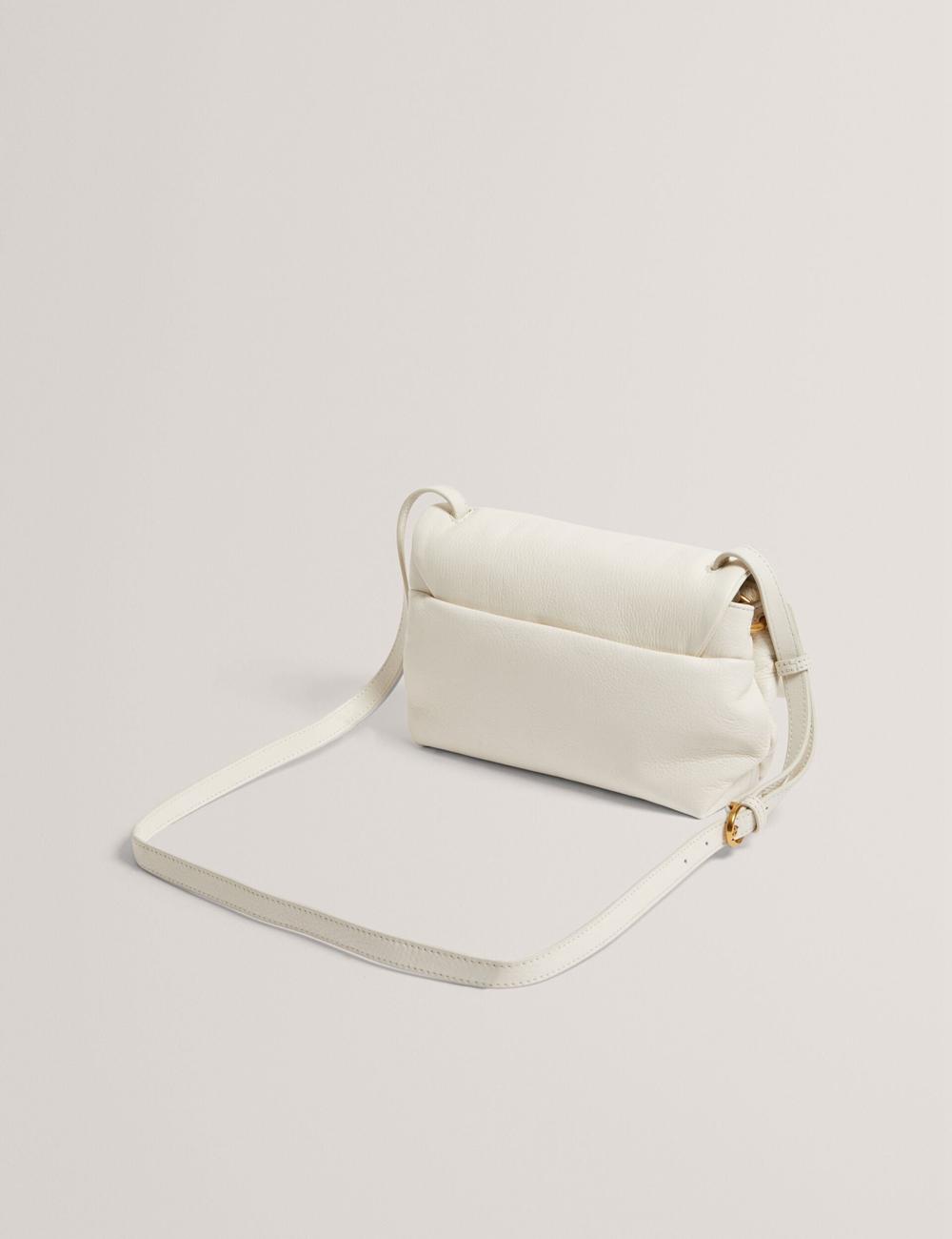 Women Ted Baker MARRISA - Padded Leather Fold Over Crossbody Bags Ecru | Egypt  BNCAE-4087