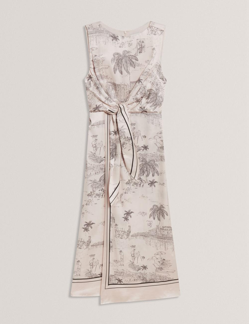 Women Ted Baker MARRONA - Printed Wrap Front Sleeveless Midi Dresses Nude-Pink | Egypt  RZFLP-3846