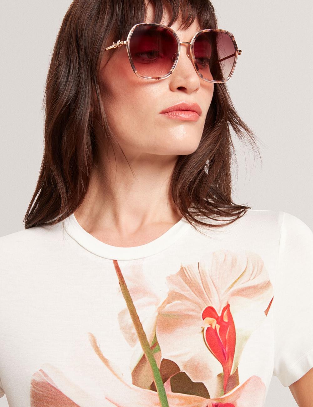 Women Ted Baker MEELIEE - Floral Graphic Fitted Crew Neck T-Shirts Nude-Pink | Egypt  RJZOU-5280