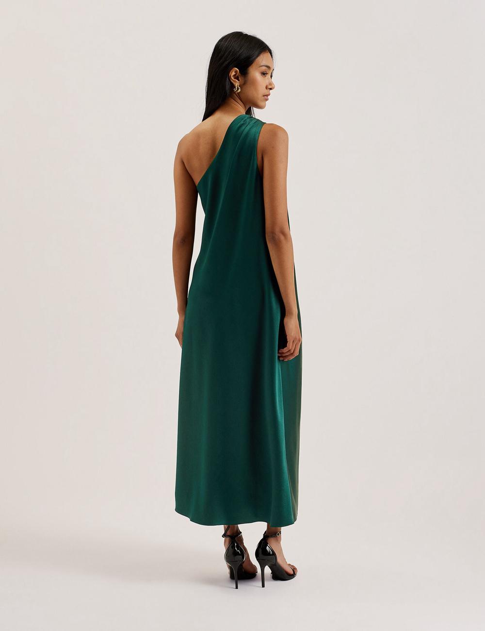 Women Ted Baker MELGAR - Satin One Shoulder Midi Dresses Dk-Green | Egypt  WUKVY-2631