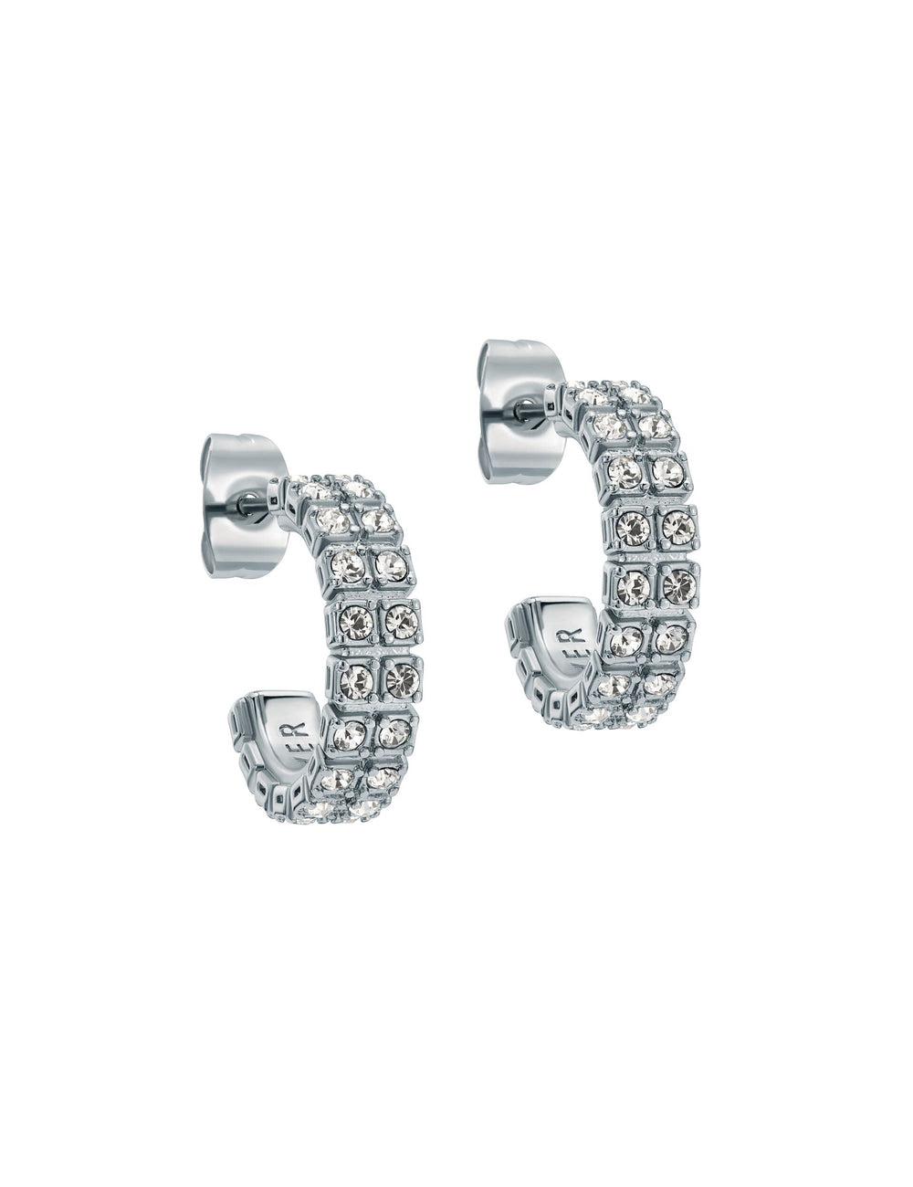 Women Ted Baker MELLRIE - Double Row Crystal Hoop Earrings Silver | Egypt  BVAJE-2649