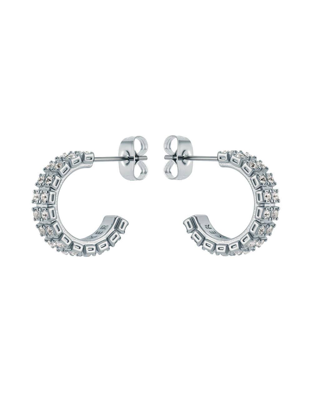 Women Ted Baker MELLRIE - Double Row Crystal Hoop Earrings Silver | Egypt  BVAJE-2649