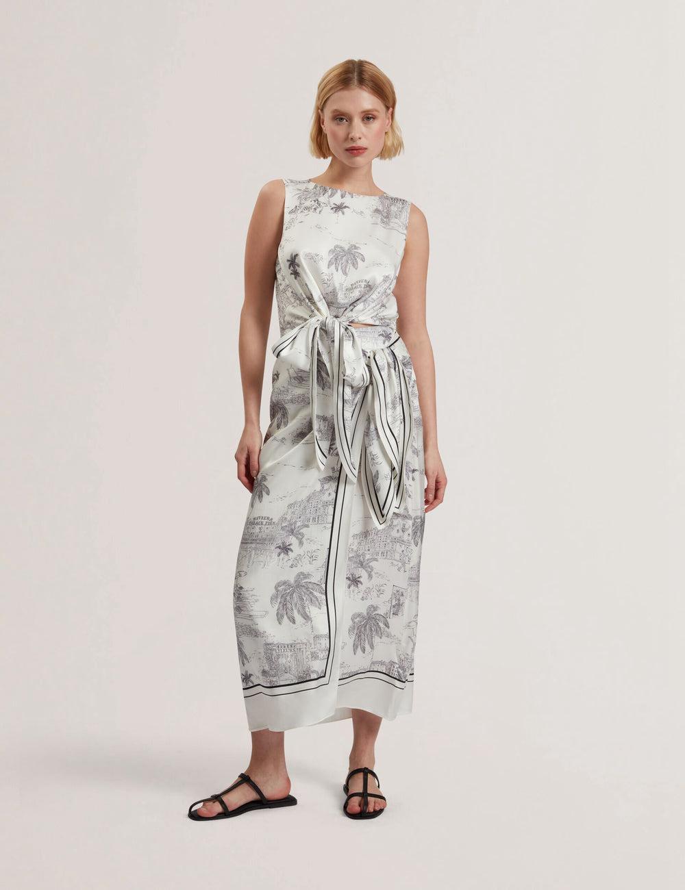 Women Ted Baker MELVA - Printed Detail Wrap Midi Skirts Ivory | Egypt  RIENL-6058