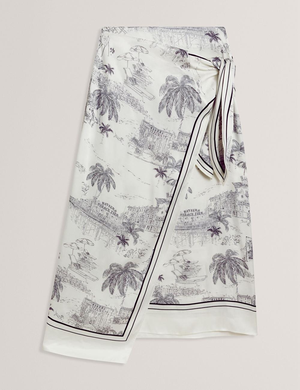 Women Ted Baker MELVA - Printed Detail Wrap Midi Skirts Ivory | Egypt  RIENL-6058