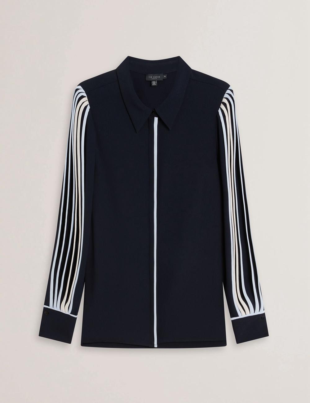 Women Ted Baker MIRITI - Contrast Piping Detail Long Sleeve Casual Shirts Navy | Egypt  OCZLD-2318