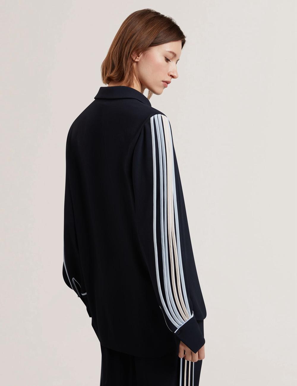 Women Ted Baker MIRITI - Contrast Piping Detail Long Sleeve Casual Shirts Navy | Egypt  OCZLD-2318