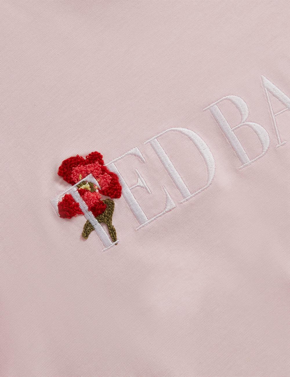 Women Ted Baker MOLII - Embroidered Logo Cropped Cotton T-Shirts Pink | Egypt  OZEDQ-9437