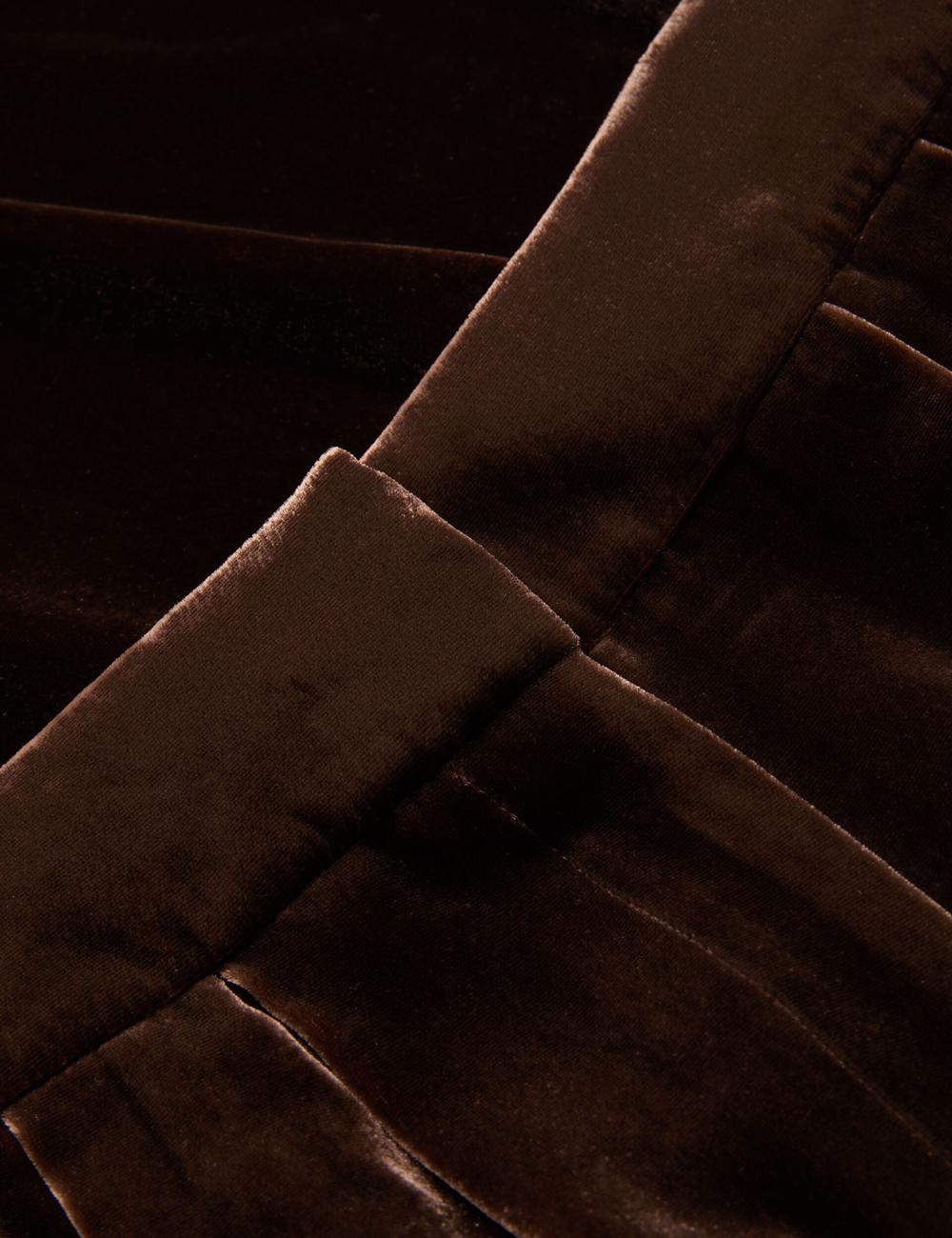 Women Ted Baker MOMIJIT - Velvet Pleated Wide Leg Trousers Brown | Egypt  XKBOI-6835