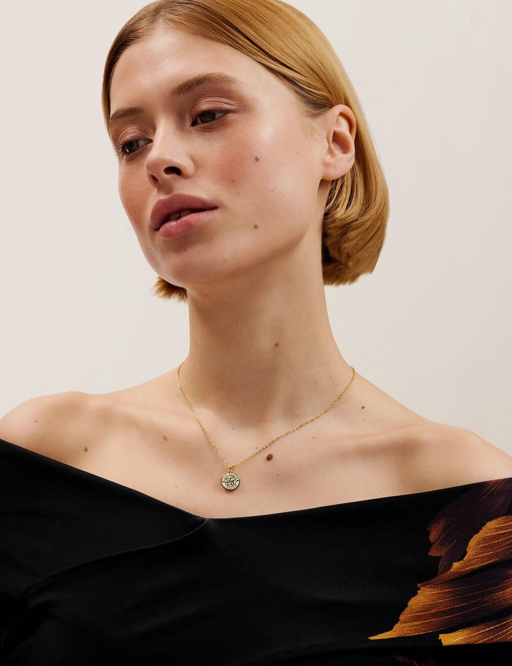 Women Ted Baker MONELLA - Monogram Logo Coin Pendant Necklaces Gold | Egypt  NLGWP-3580