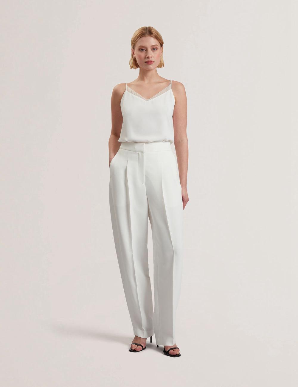 Women Ted Baker MORRIAT - Barrel Leg Woven Tailored Trousers Ivory | Egypt  YLNJD-4983