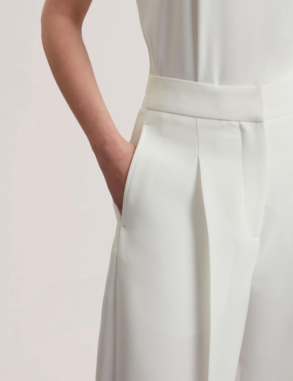 Women Ted Baker MORRIAT - Barrel Leg Woven Tailored Trousers Ivory | Egypt  YLNJD-4983