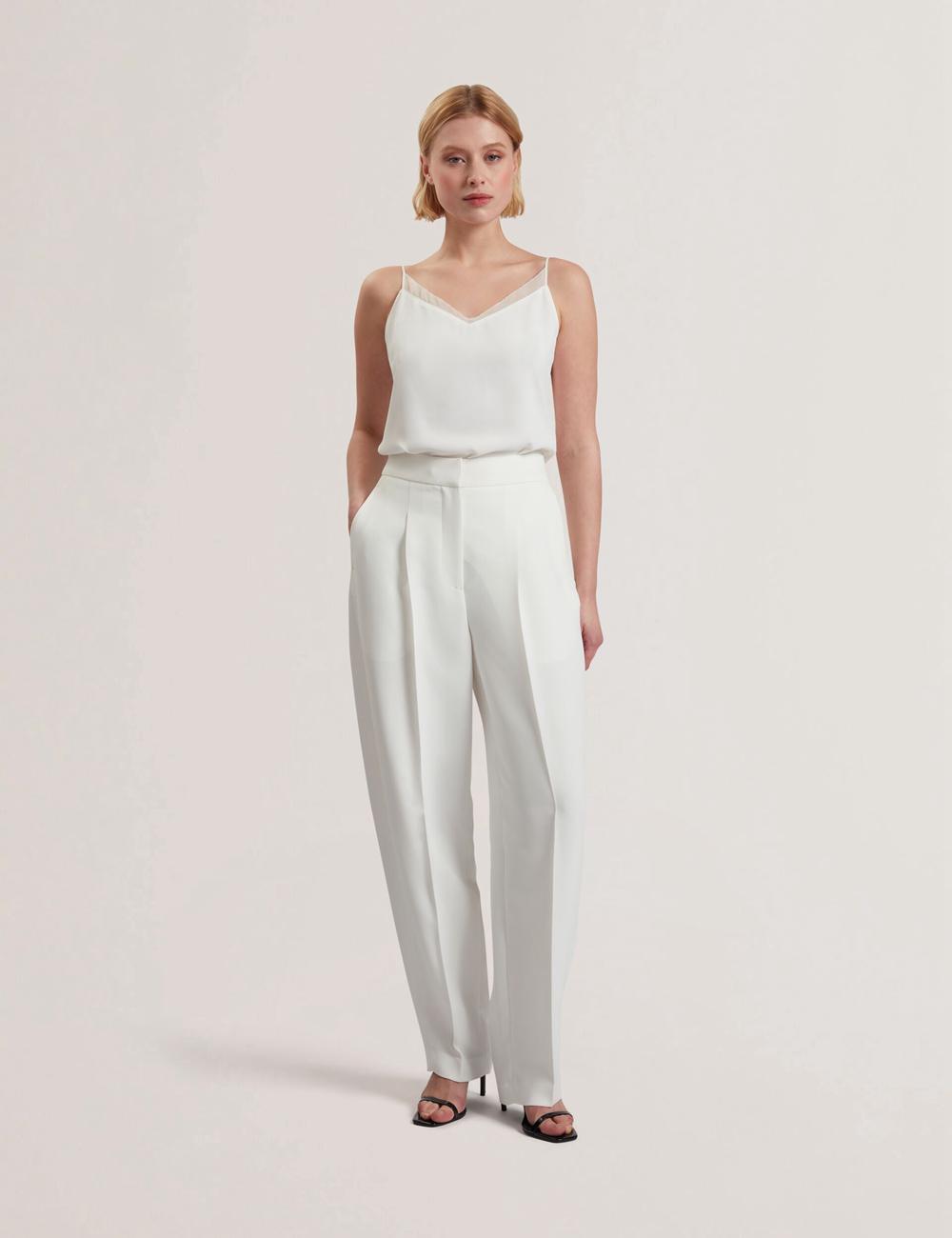 Women Ted Baker MORRIAT - Barrel Leg Woven Tailored Trousers Ivory | Egypt  YLNJD-4983