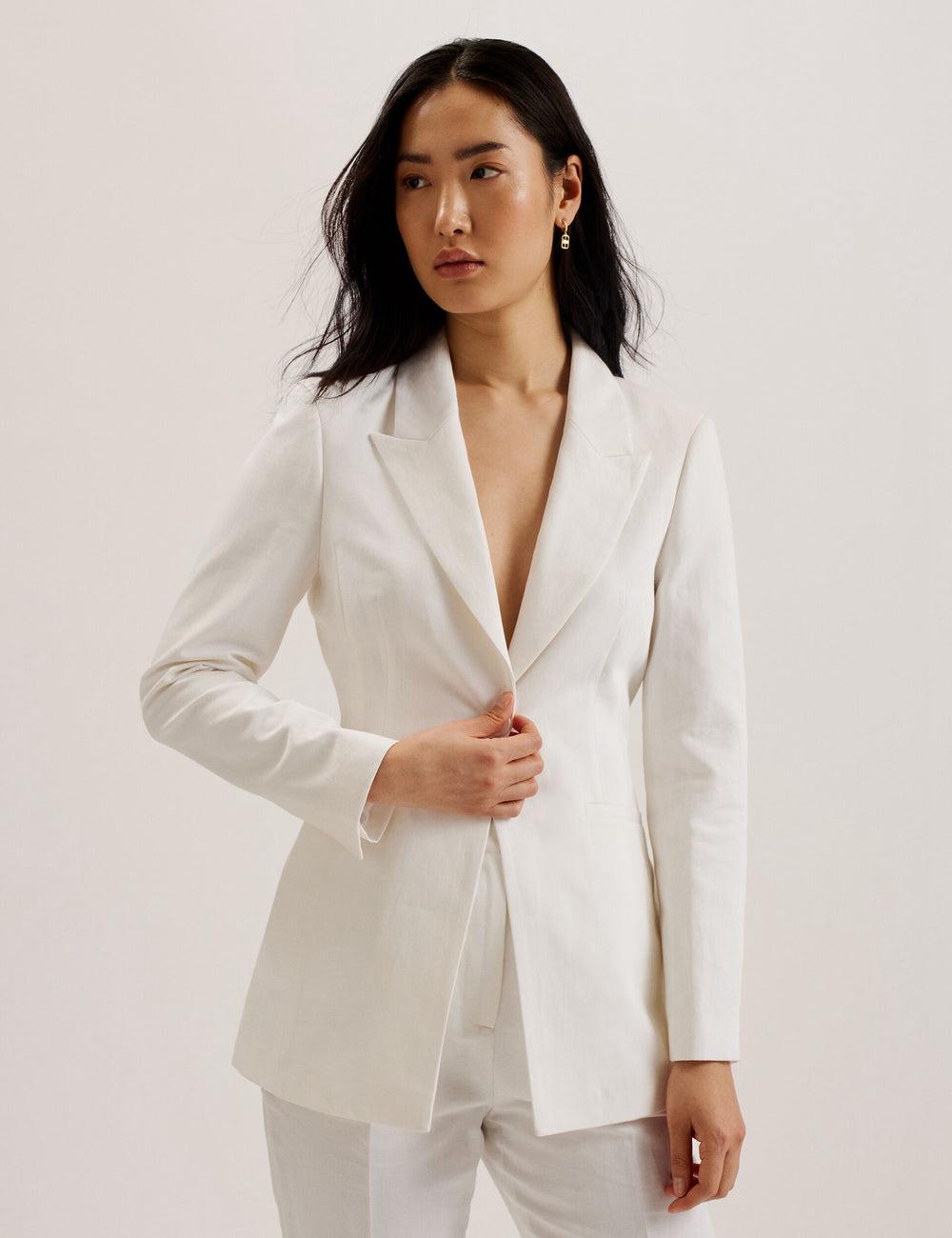 Women Ted Baker MUSUB - Tailored with Faux Pockets Blazers White | Egypt  CWRMQ-5360