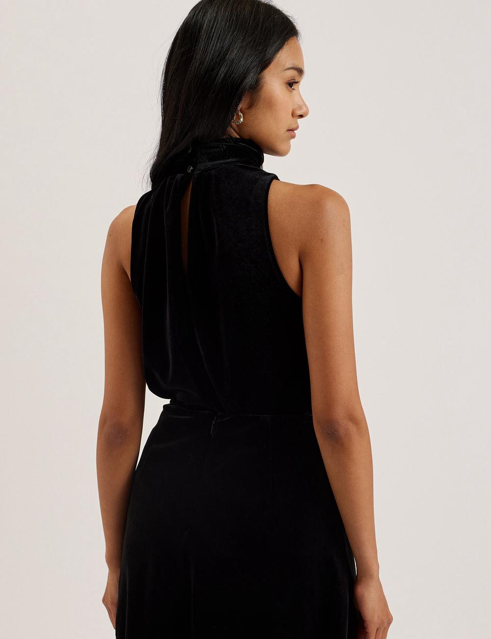 Women Ted Baker NALIAS - Velvet High Cowl Neck Sleeveless Tank Tops Black | Egypt  KCPLQ-0126