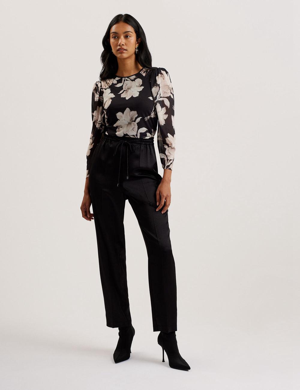 Women Ted Baker NATORI - Satin Elasticated Waist Tapered Joggers Black | Egypt  FVAQB-5094