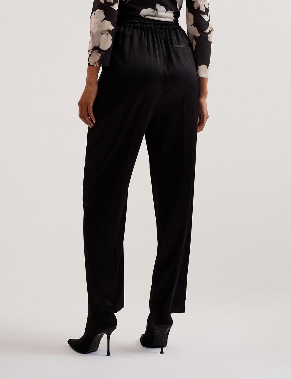 Women Ted Baker NATORI - Satin Elasticated Waist Tapered Joggers Black | Egypt  FVAQB-5094