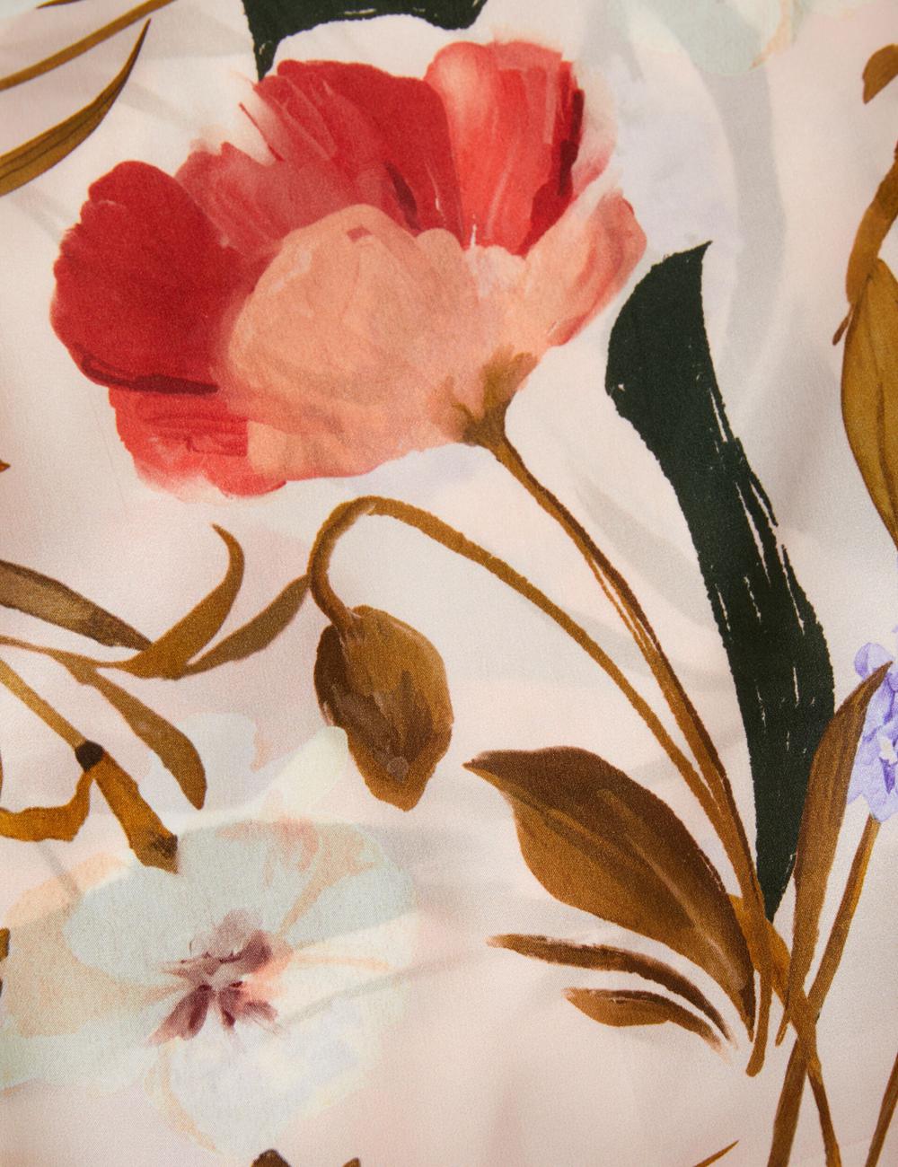 Women Ted Baker NICLAE - Painted Floral Print Square Silk Scarves Pink | Egypt  HQBUL-0726