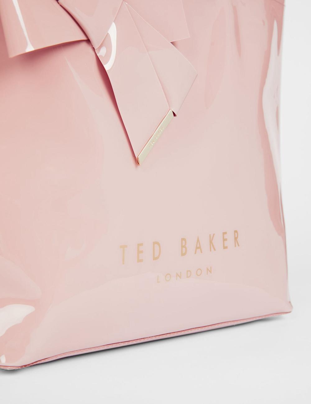Women Ted Baker NICON - Knot Bow Vinyl Icon Tote Bags Pink | Egypt  PSZHL-7148