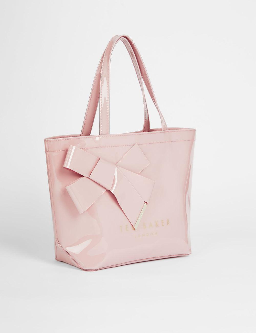 Women Ted Baker NIKICON - Small Knot Bow Vinyl Icon Tote Bags Pink | Egypt  IOWUV-1489