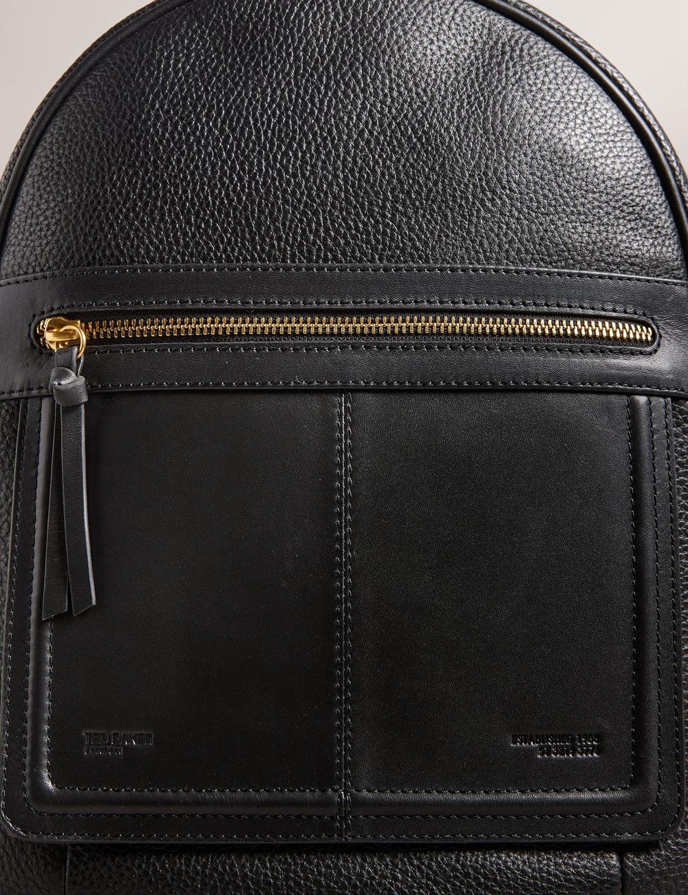 Women Ted Baker NISHAY - Leather Zip Pocket Laptop Backpacks Black | Egypt  GMWDP-6513