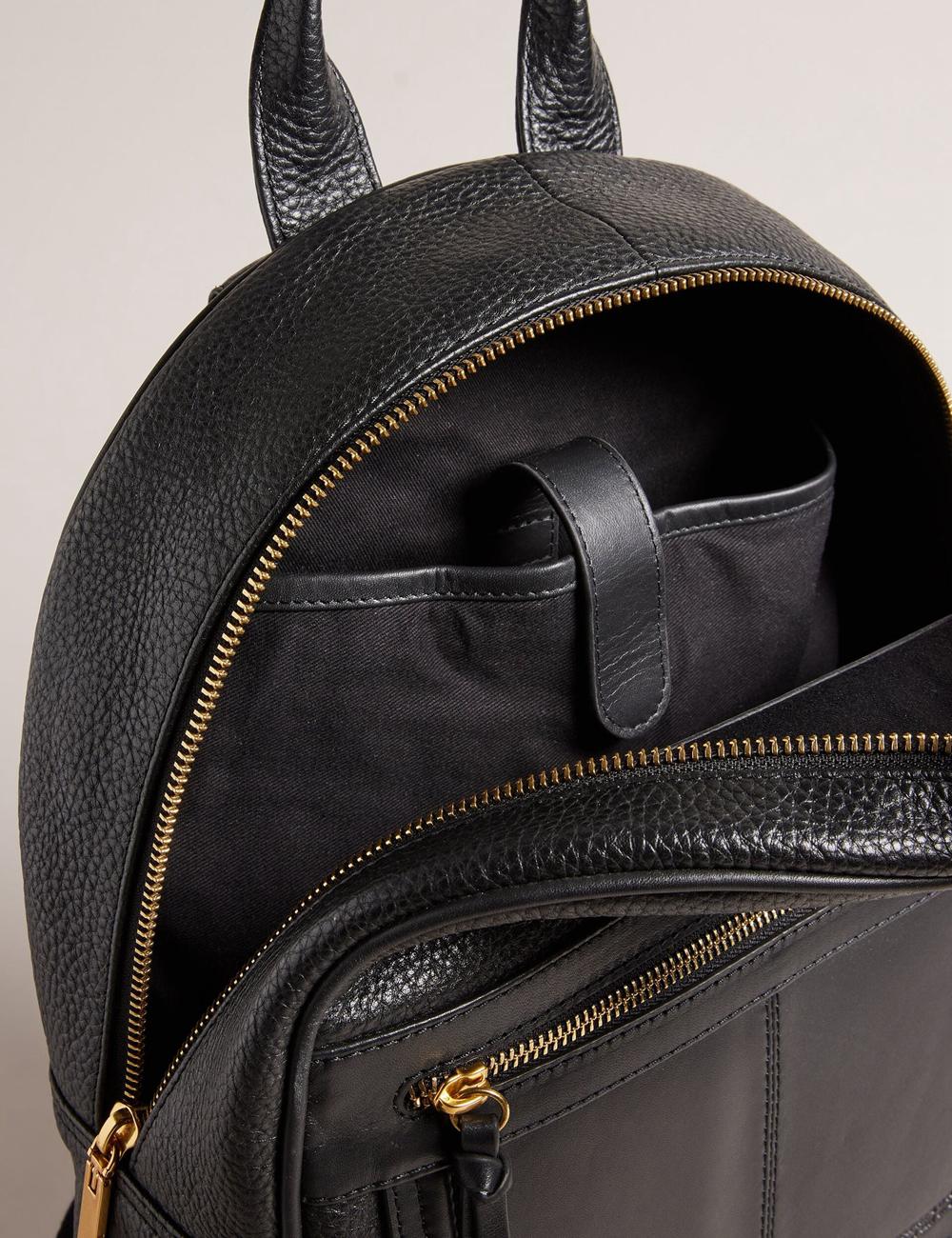 Women Ted Baker NISHAY - Leather Zip Pocket Laptop Backpacks Black | Egypt  GMWDP-6513