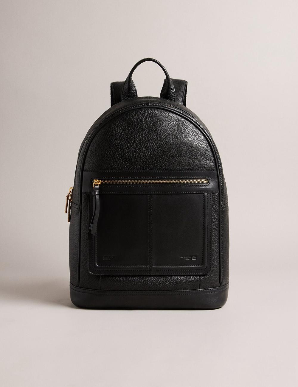 Women Ted Baker NISHAY - Leather Zip Pocket Laptop Backpacks Black | Egypt  GMWDP-6513