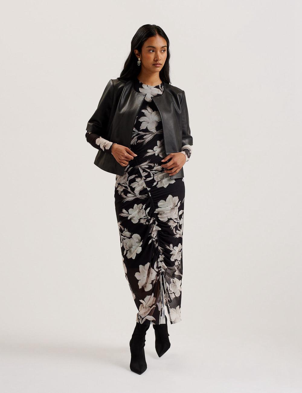 Women Ted Baker OBINO - Cropped Sleeve Open Leather Jackets Black | Egypt  ZTOEX-2103